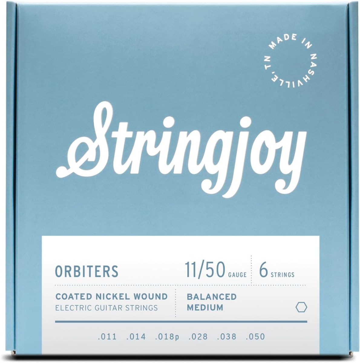 Stringjoy Orbiters Balanced Medium Coated Nickel Wound Electric Guitar Strings 11-50 Gauge