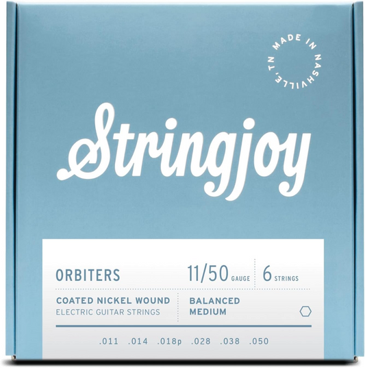 Stringjoy Orbiters Balanced Medium Coated Nickel Wound Electric Guitar Strings 11-50 Gauge