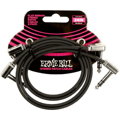 Ernie Ball 24” Flat Ribbon Stereo Patch Cable 2 Pack in Black