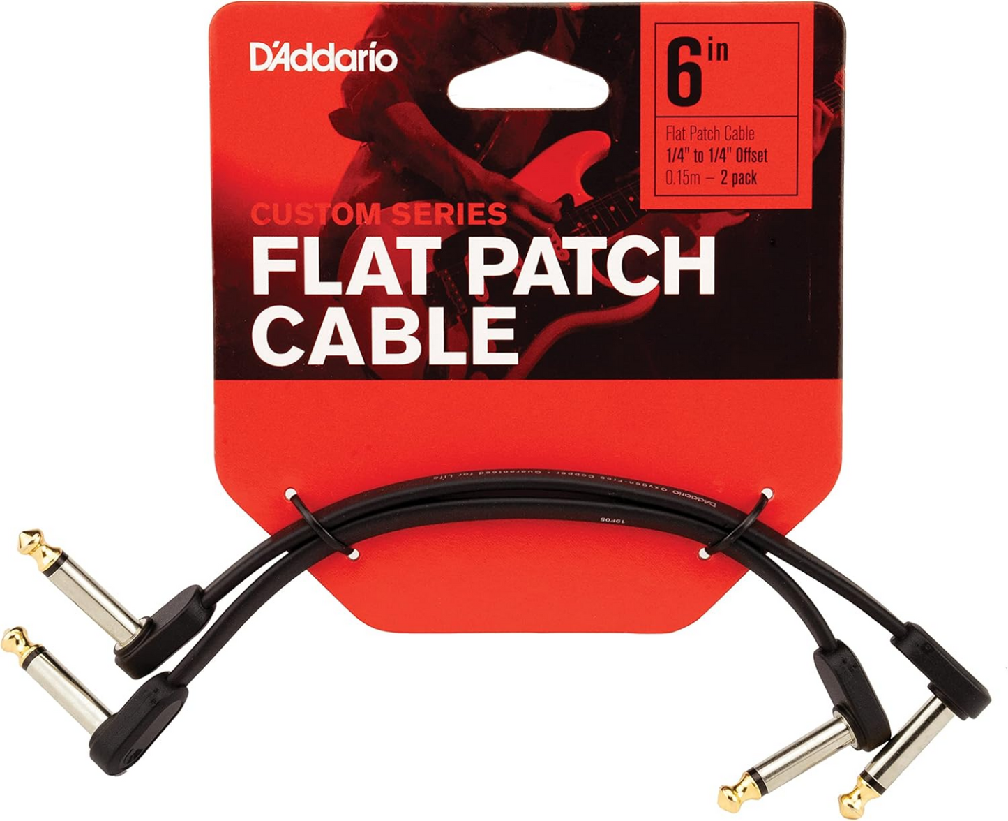 D'Addario 6" Offset Right-Angle Flat Patch Cable 2 Pack
