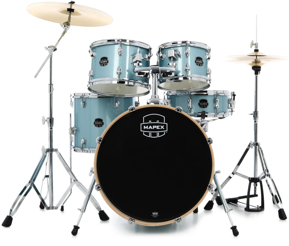 Mapex Venus 5 piece Drum Set in Aqua Blue Sparkle