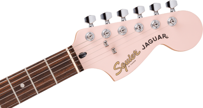 Squier FSR Affinity Series Jaguar, Laurel Fingerboard, White Pickguard, Matching Headstock in Shell Pink