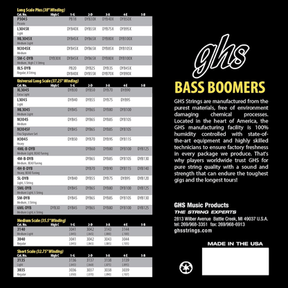GHS M3045F  FLEA signature  Bass Boomers strings  45-105 Gauge