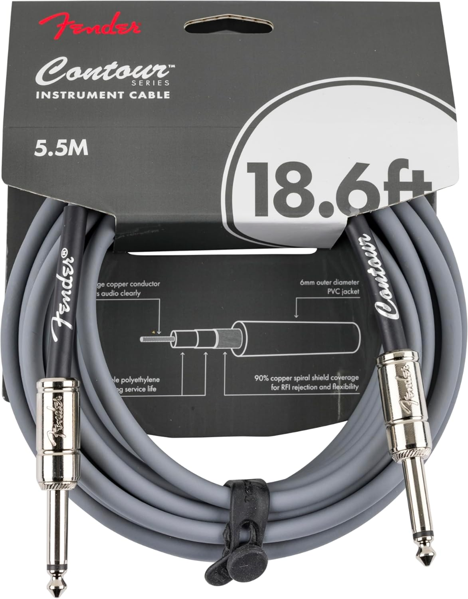 Fender Contour 18.6' Instrument Cable in Inca Silver