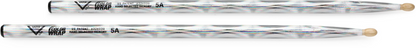 Vater Color Wrap 5A Wood Tip Hickory Drumsticks in Silver Optic (Pair)