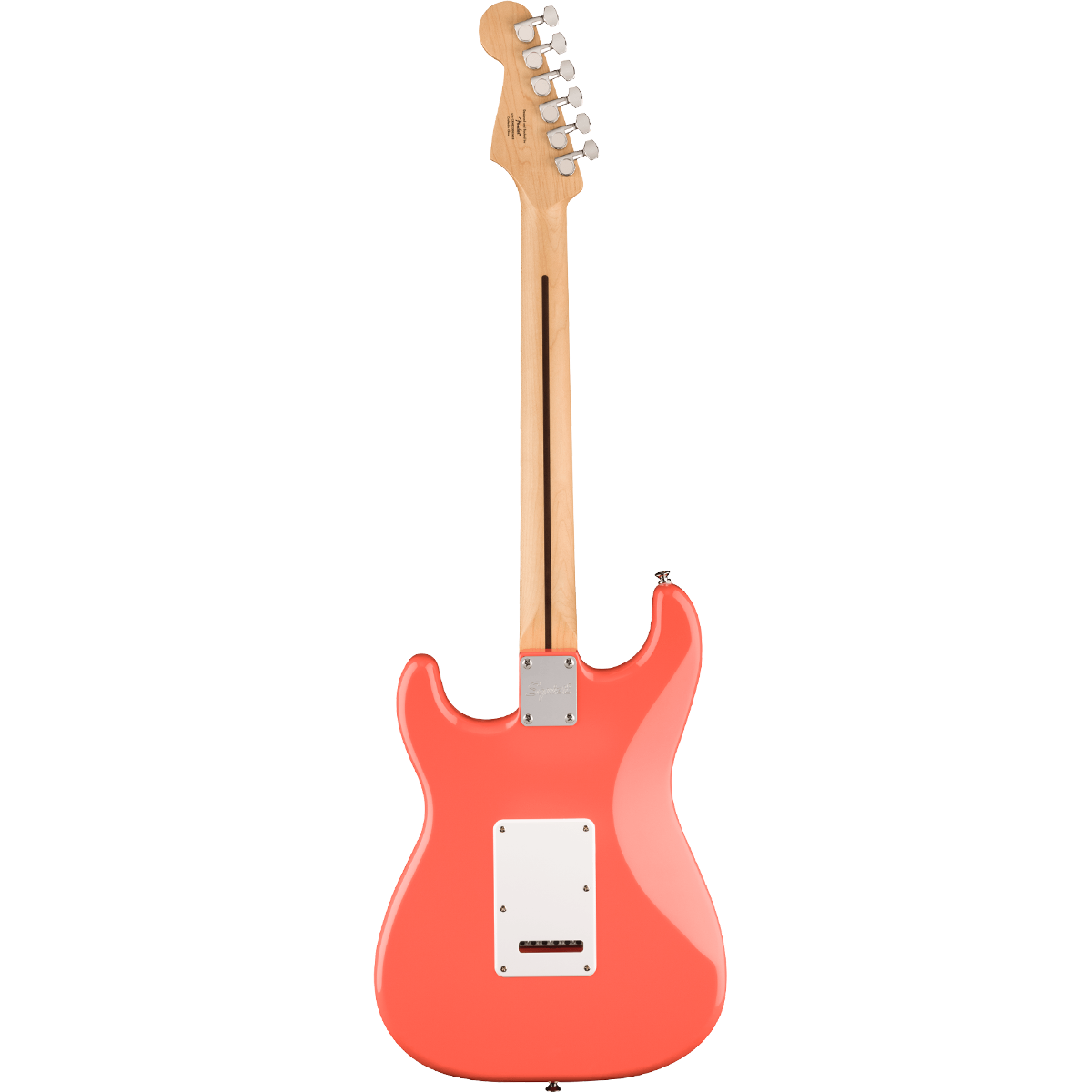 Squier FSR Squier Sonic Stratocaster, Maple Fingerboard, White Pickguard in Tahitian Coral