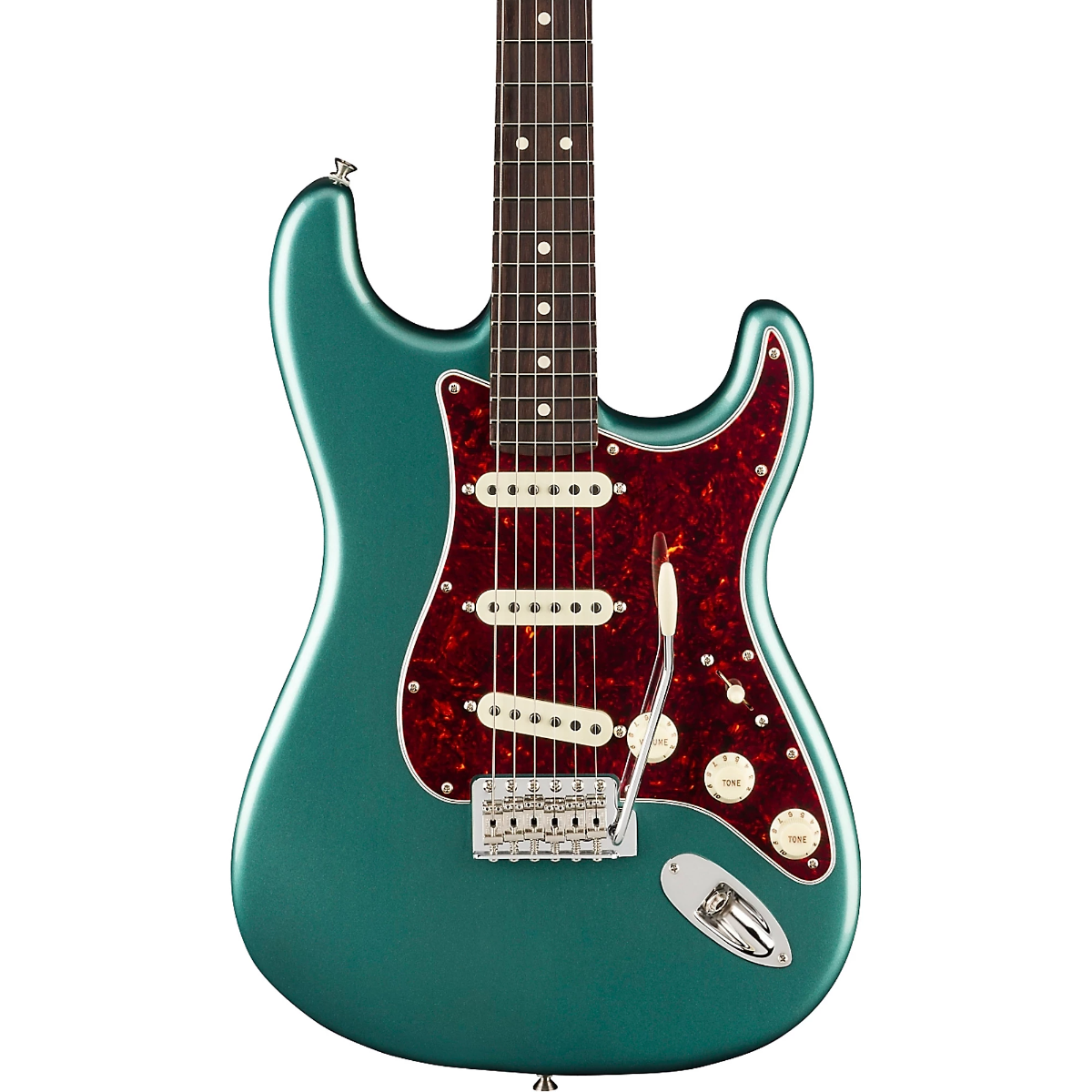 Fender American Professional Classic Stratocaster Electric Guitar, Rosewood Fingerboard in Faded Sherwood Green Metallic