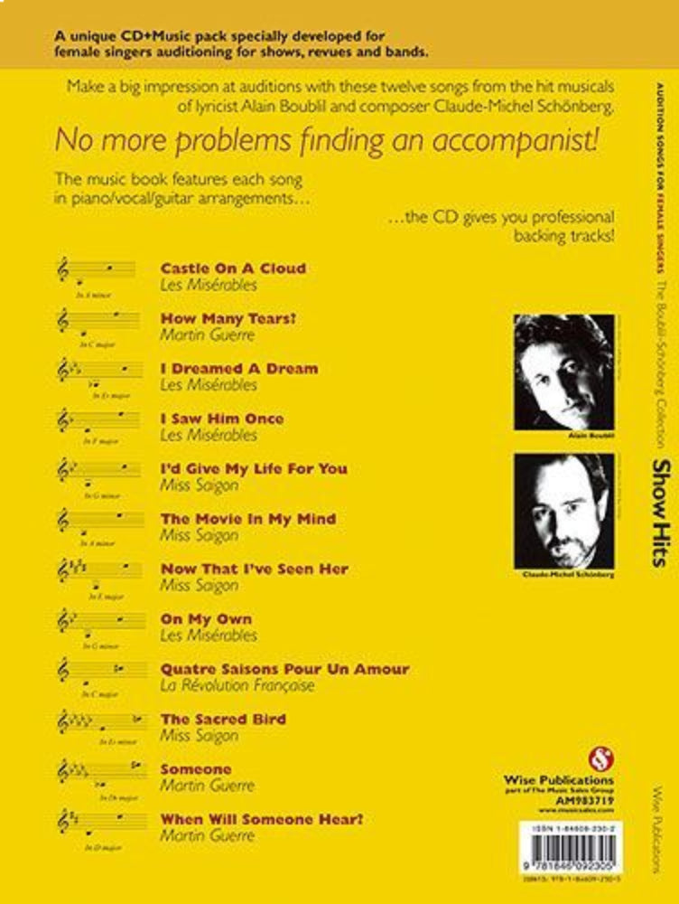 Audition Songs for Female Singers Show Hits BK/CD