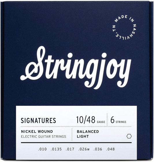 Stringjoy Signatures Nickel Wound Electric Guitar Strings Balanced Light 10-48 Gauge