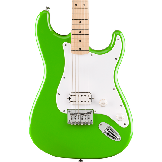 Squier FSR Squier Sonic Stratocaster HT H, Maple Fingerboard, White Pickguard in Lime Green