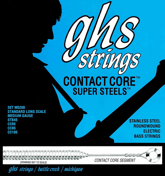 GHS M5200 Contact Core Super Steel Bass  Guitar Strings 45-105 Gauge