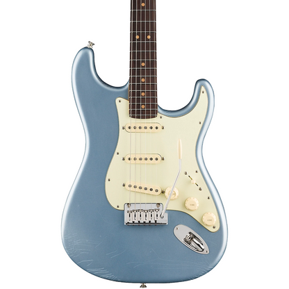 Fender American Ultra Luxe Vintage '60s Stratocaster Electric Guitar, Rosewood Fingerboard in Ice Blue Metallic