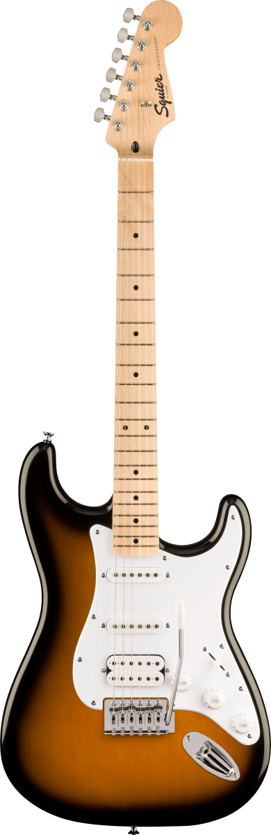 Squier FSR Squier Sonic Stratocaster HSS, Maple Fingerboard, White Pickguard in 2-Color Sunburst