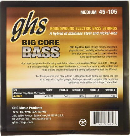 GHS 4-RMB Taper Core Bass Guitar String 45-105 Gauge