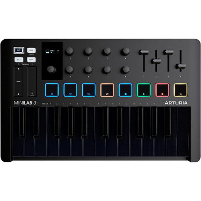 Arturia MiniLAB 3 Compact MIDI Keyboard & Pad Controller in Deep Black
