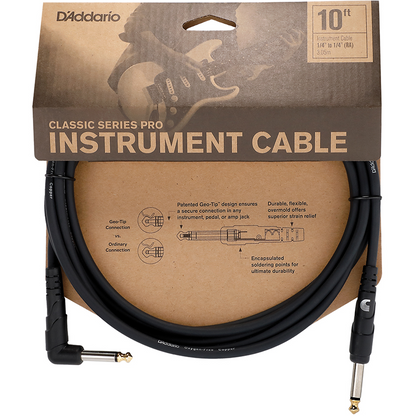 D'Addario Planet Waves 10' Right-Angle Classic Pro Guitar Cable