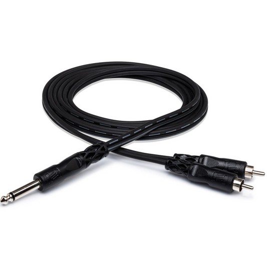 Hosa CYR103 Y Cable, 1/4 IN TS to Dual RCA, 3 M