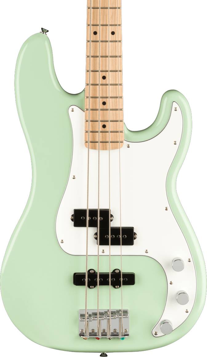 Squier FSR Affinity Series Precision Bass PJ, Maple Fingerboard, White Pickguard in Surf Green