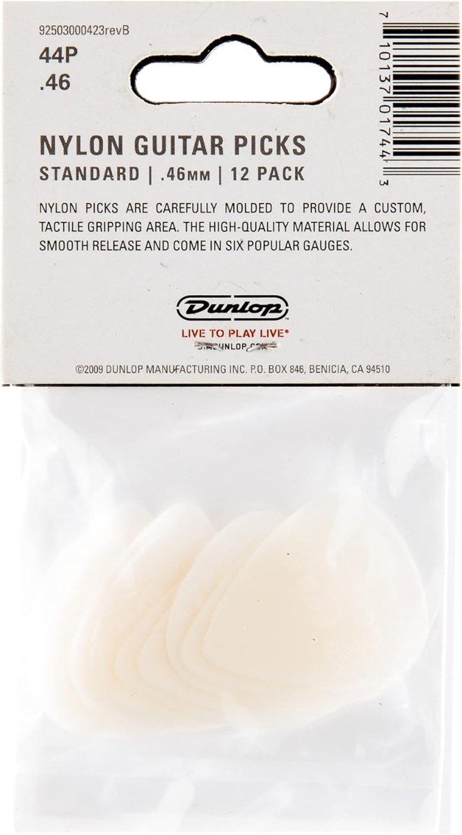 Jim Dunlop Nylon Guitar Pick .46mm 12 Pack in Cream