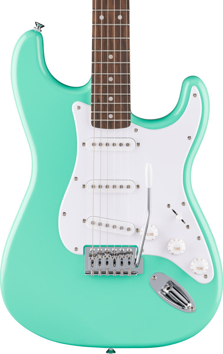 Squier FSR Squier Sonic Stratocaster, Laurel Fingerboard, White Pickguard in Sea Foam Green