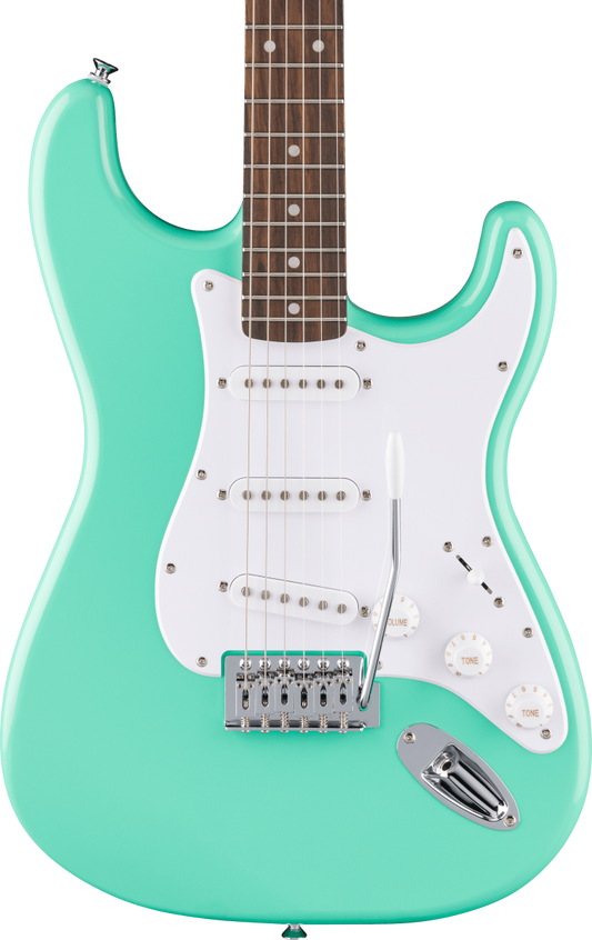 Squier FSR Squier Sonic Stratocaster, Laurel Fingerboard, White Pickguard in Sea Foam Green