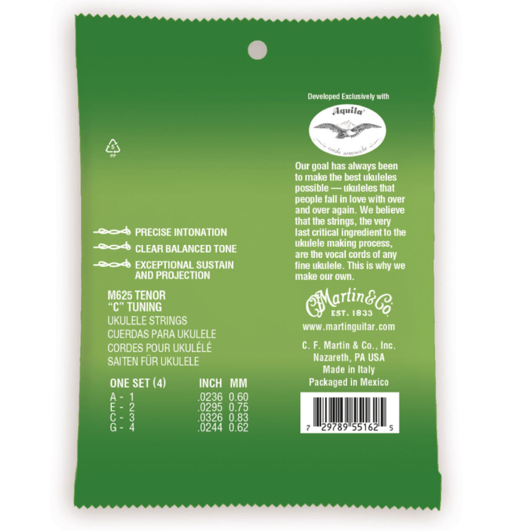 Martin M625 Ukulele Premium Tenor Polygut Strings