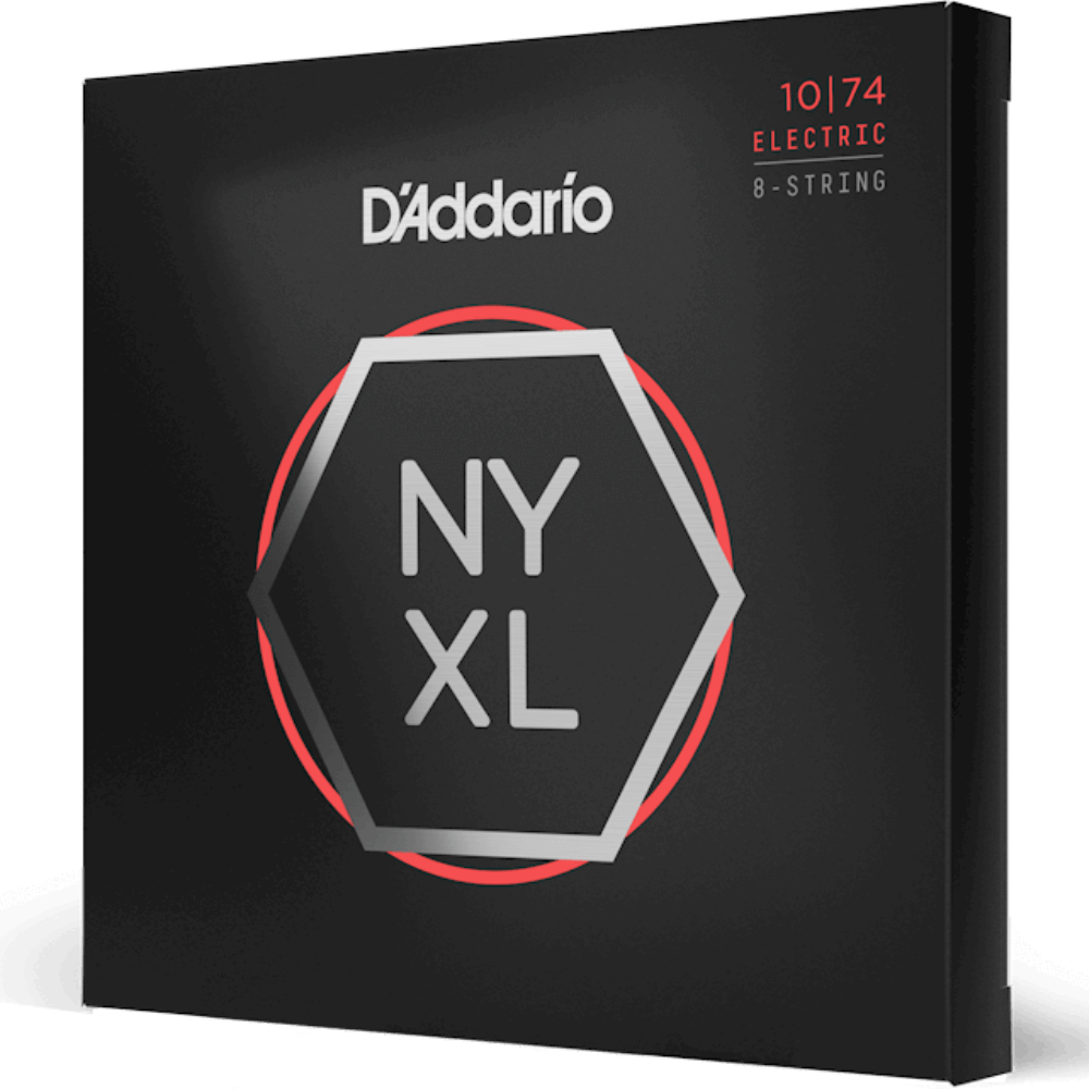 D'Addario NYXL1074 Nickel Wound 8 String Electric Guitar Strings Light Top Heavy Bottom 10-74 Gauge