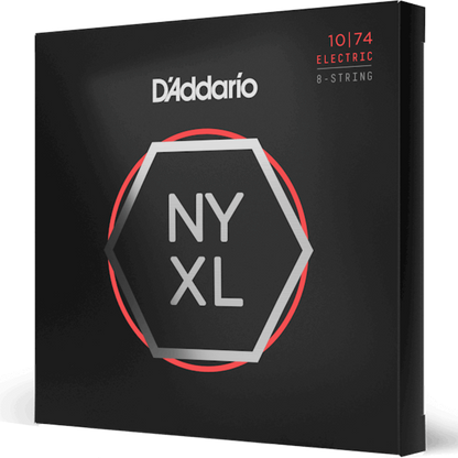 D'Addario NYXL1074 Nickel Wound 8 String Electric Guitar Strings Light Top Heavy Bottom 10-74 Gauge