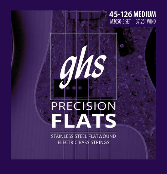 GHS M3050-5 Bass Precision Flats Bass Guitar Strings 45-126 Gauge