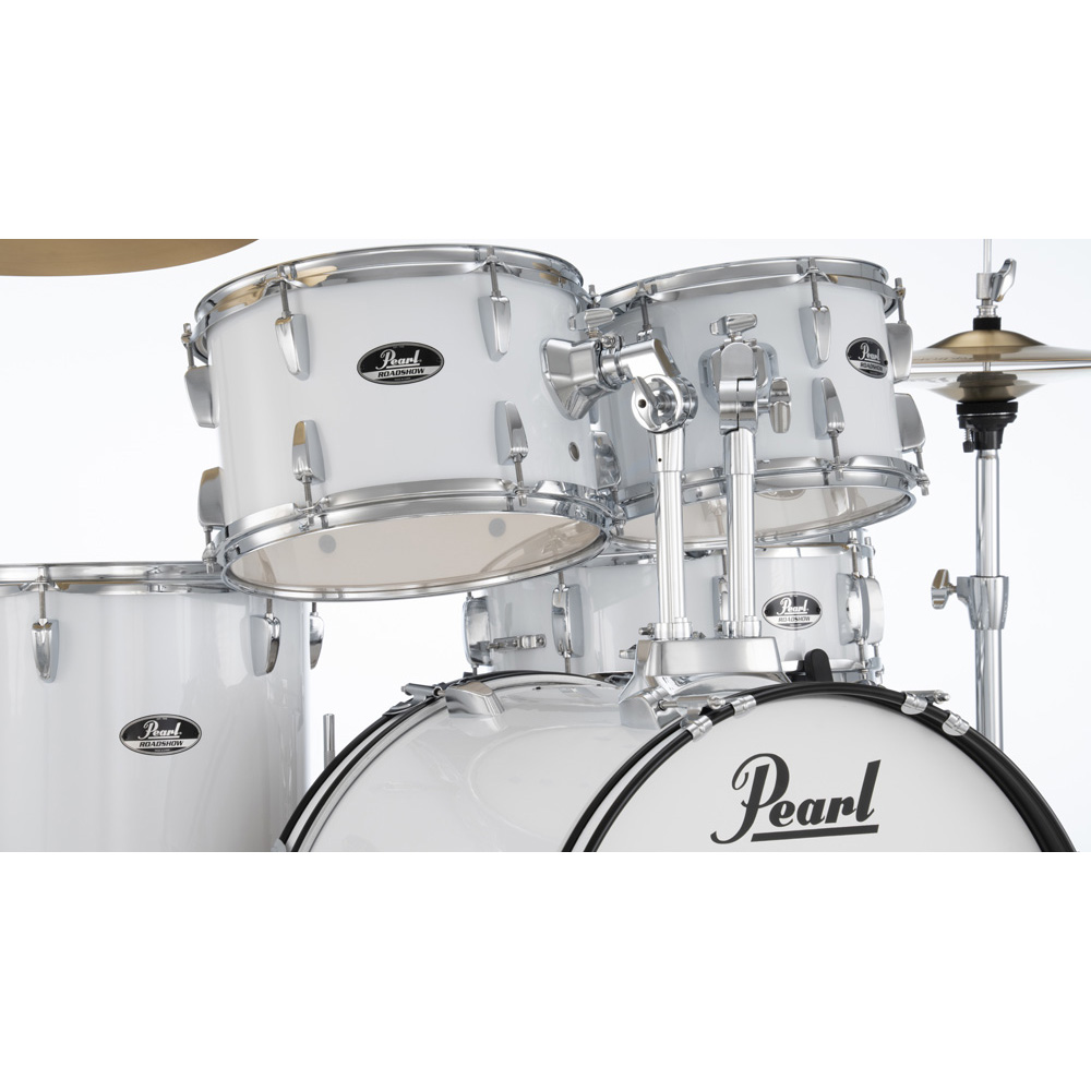 Pearl Roadshow-Plus 5-Piece Drum Kit with Cymbal Pack in Pure White