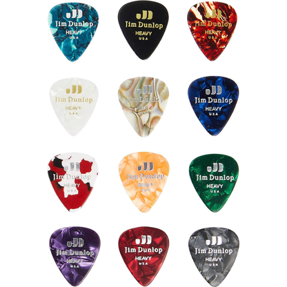 Dunlop Variety Guitar Pick Heavy 12 Pack Celluloid in Various Colours