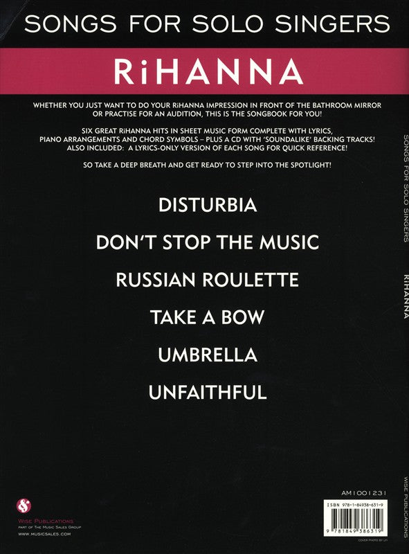 Songs For Solo Singers Rihanna BK/CD