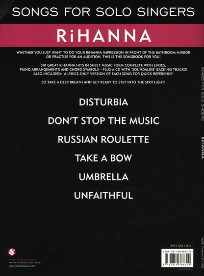 Songs For Solo Singers Rihanna BK/CD