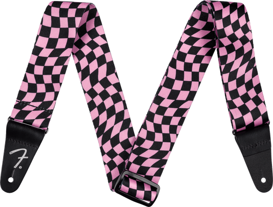 Fender Wavy Checkerboard Polyester Strap in Pink