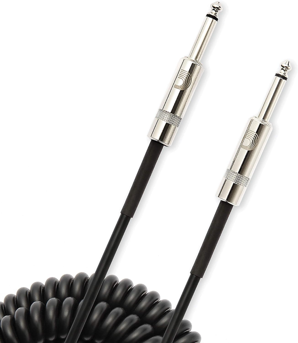 D'Addario Custom Series 30' Coiled Instrument Cable in Black