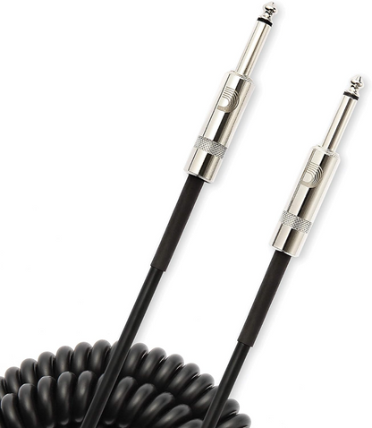 D'Addario Custom Series 30' Coiled Instrument Cable in Black