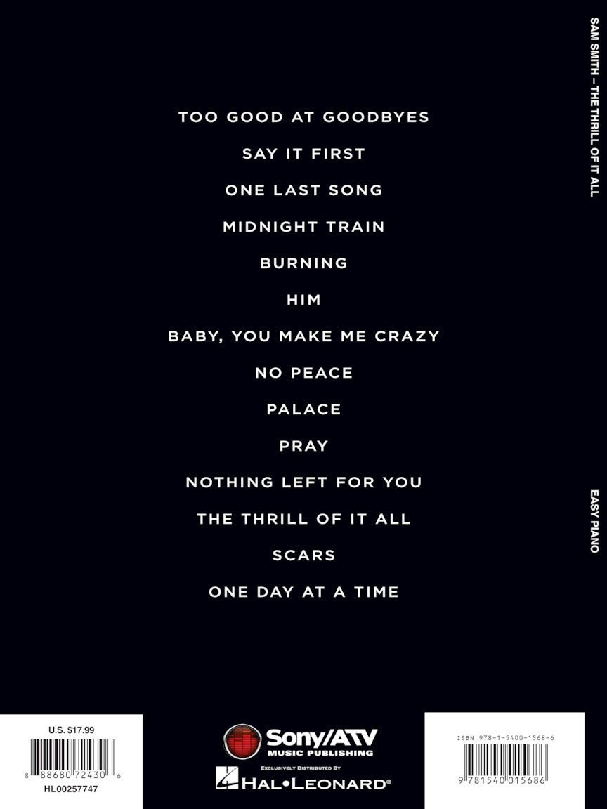 Sam Smith The Thrill of It All Easy Piano