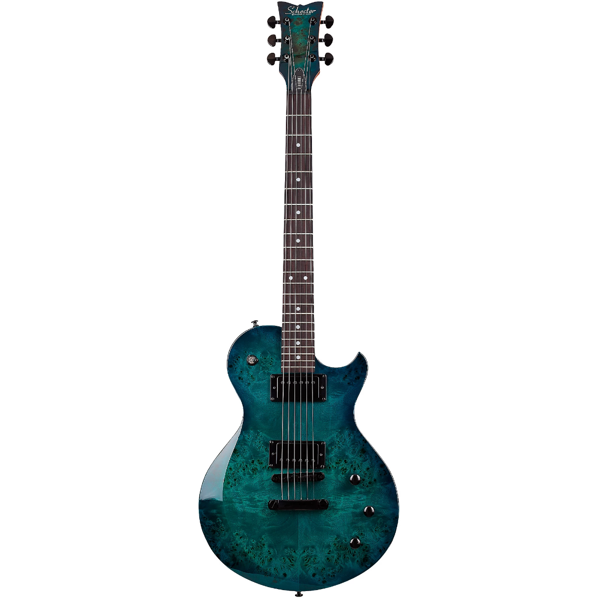 Schecter Solo-II Standard Electric Guitar in Ocean Blue Burst Burl
