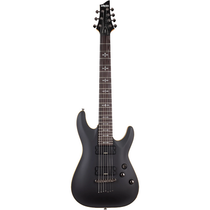Schecter Demon 7 7 String Electric Guitar in Aged Black Satin