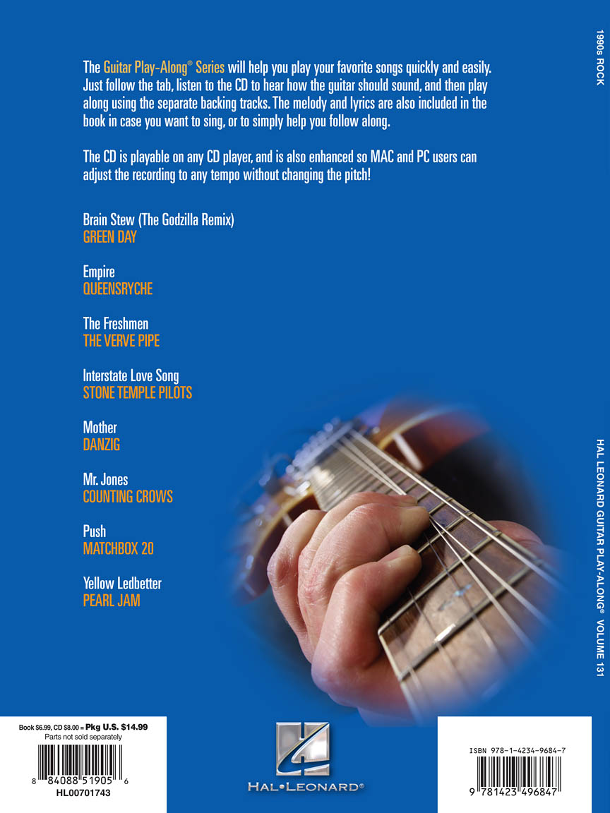 1990s Rock Guitar Play Along Volume 131 Book & CD