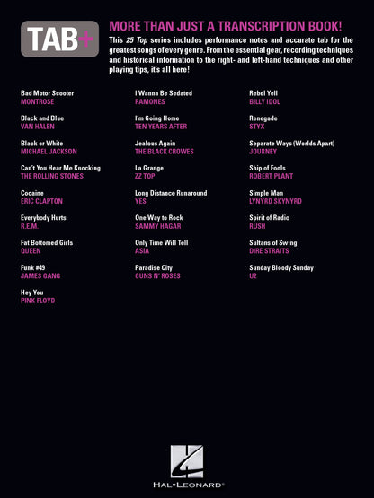 25 Top Rock Classics Tab Tone Technique Tab+