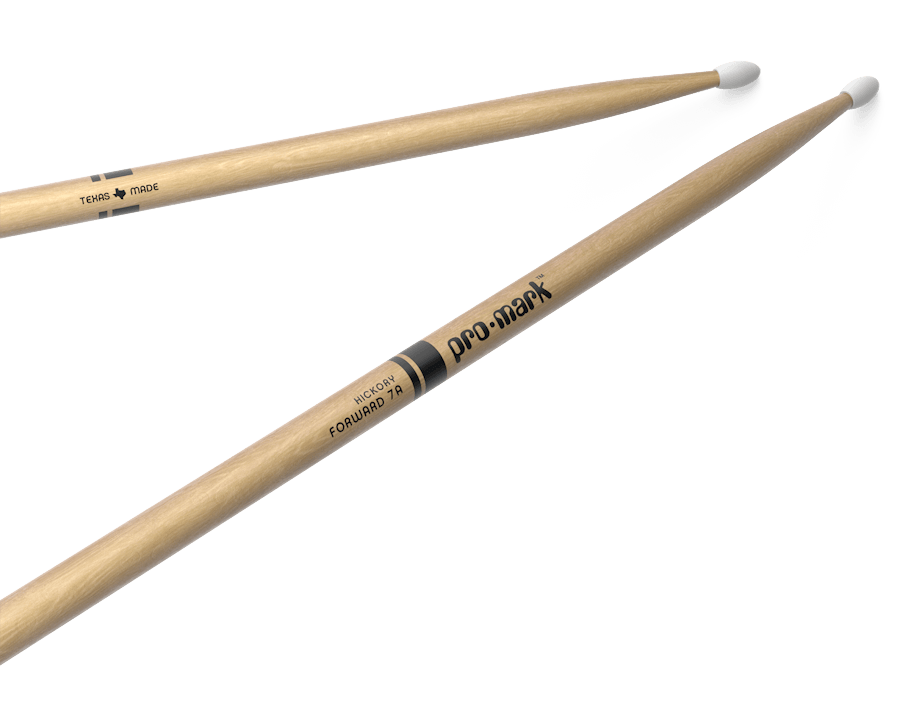 Promark Forward 7A Lacquered Hickory Nylon Tip Drumsticks