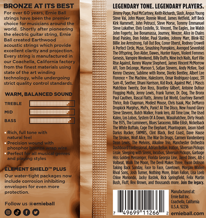 Ernie Ball Earthwood Light Phosphor Bronze Acoustic Guitar Strings 3 Pk 11-52 Gauge