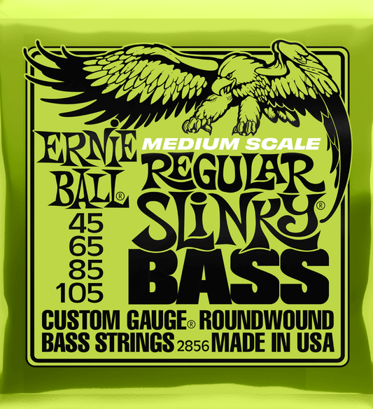 Ernie Ball 2856 Regular Slinky Nickel-wound Electric Bass Guitar Strings, 45-105 Gauge