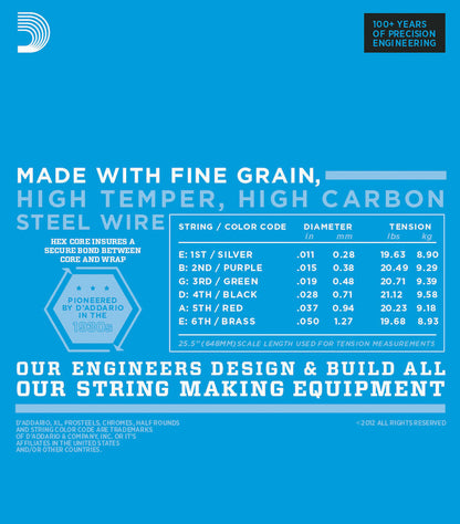 D'Addario EXL115BT Nickel Wound Medium Balanced Tension Electric Guitar Strings 11-50 Gauge