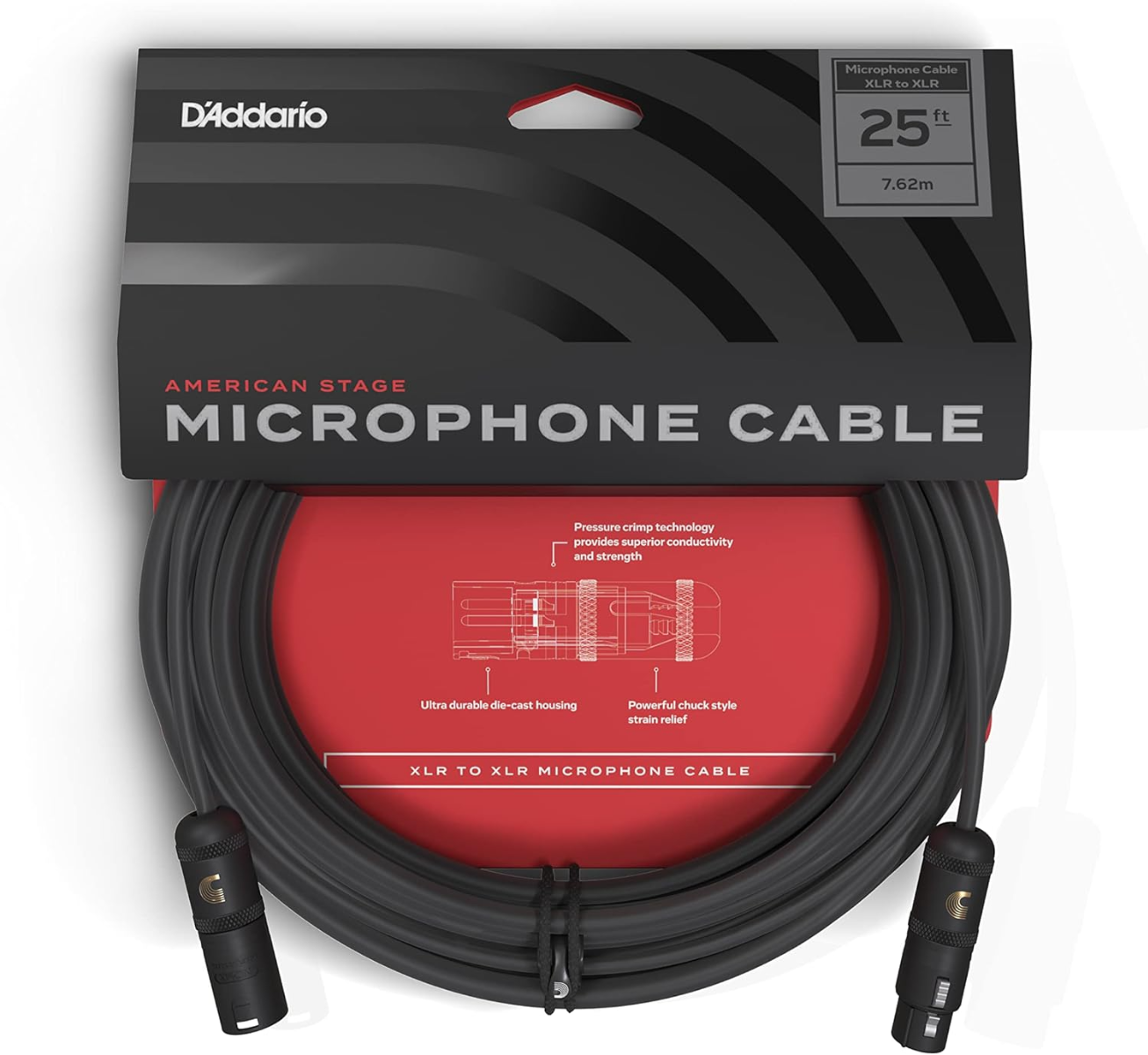 D'Addario American Stage XLR Microphone/powered Speaker Cable XLR to XLR 25ft.