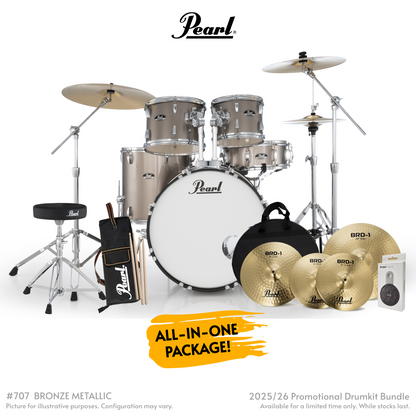 Pearl Roadshow-Plus 5-Piece Drum Kit with Pearl Cymbal Pack in Bronze Metallic