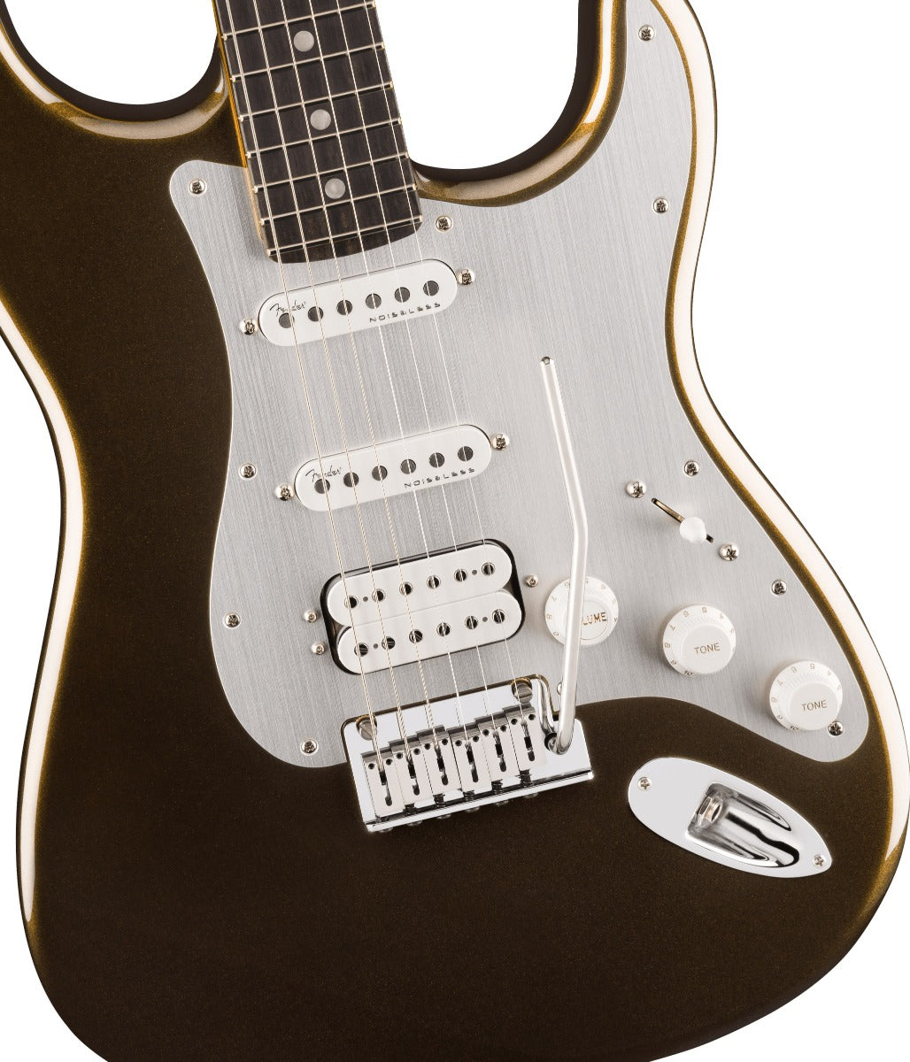 Fender American Ultra II Stratocaster HSS, Ebony Fingerboard in Texas Tea