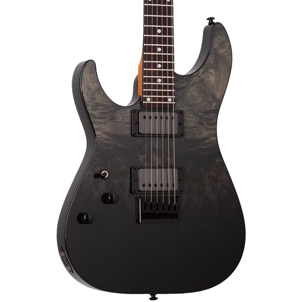 Schecter C-1 Standard Left Hand Electric Guitar in Black Fade Burst Burl