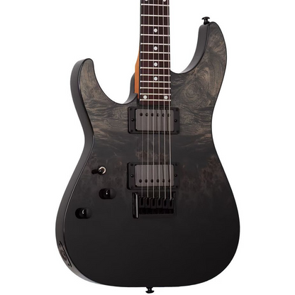 Schecter C-1 Standard Left Hand Electric Guitar in Black Fade Burst Burl